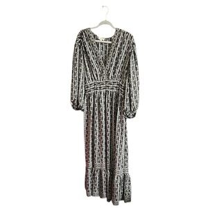 Max Studio Black and White Ruffled Tie Front Dress